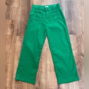 Nicole Miller Linen Blend Wide Leg Sailor Pants Size 12 Green High Rise Straight